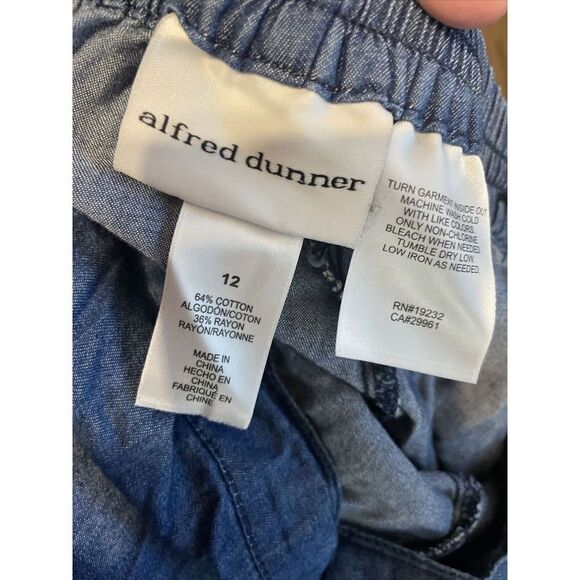 Alfred Dunner Classic Pull On Pants Womens Sz 12 Chambray Denim Blue Stretch - Picture 4 of 5